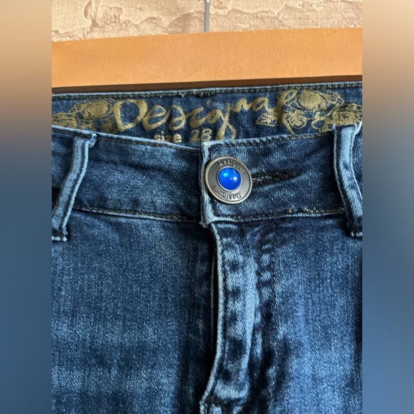 Desigual Exotic Jeans Blue Flower embroidered Y2K Jeans - Picture 7 of 14